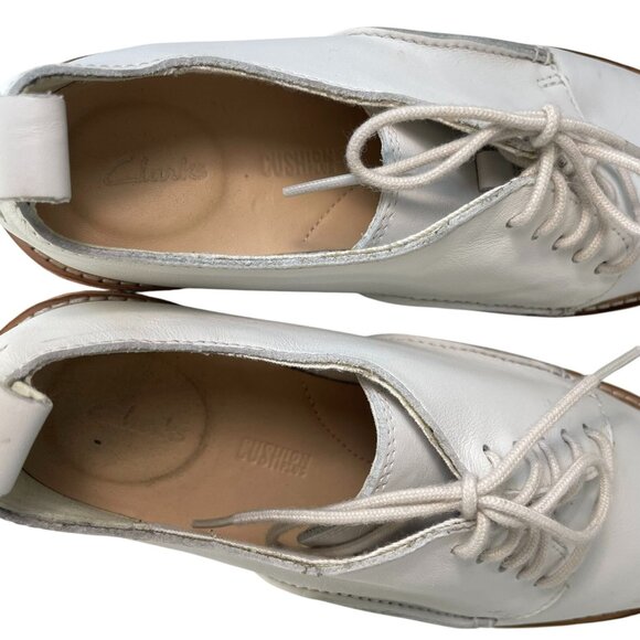 Clarks Trace Walk Casual Shoes Womens sz 6.5 Platform White Leather Preppy Boho - Picture 8 of 10
